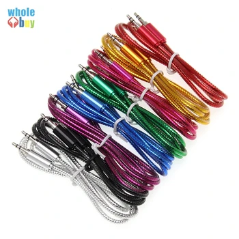 

500pcs/lot Wholesale Aux Cabe 1M 3FT Colorful Bright Blink Male To Male 3.5mm Jack Audio Cable for Samsung Huawei PC IPod DVD