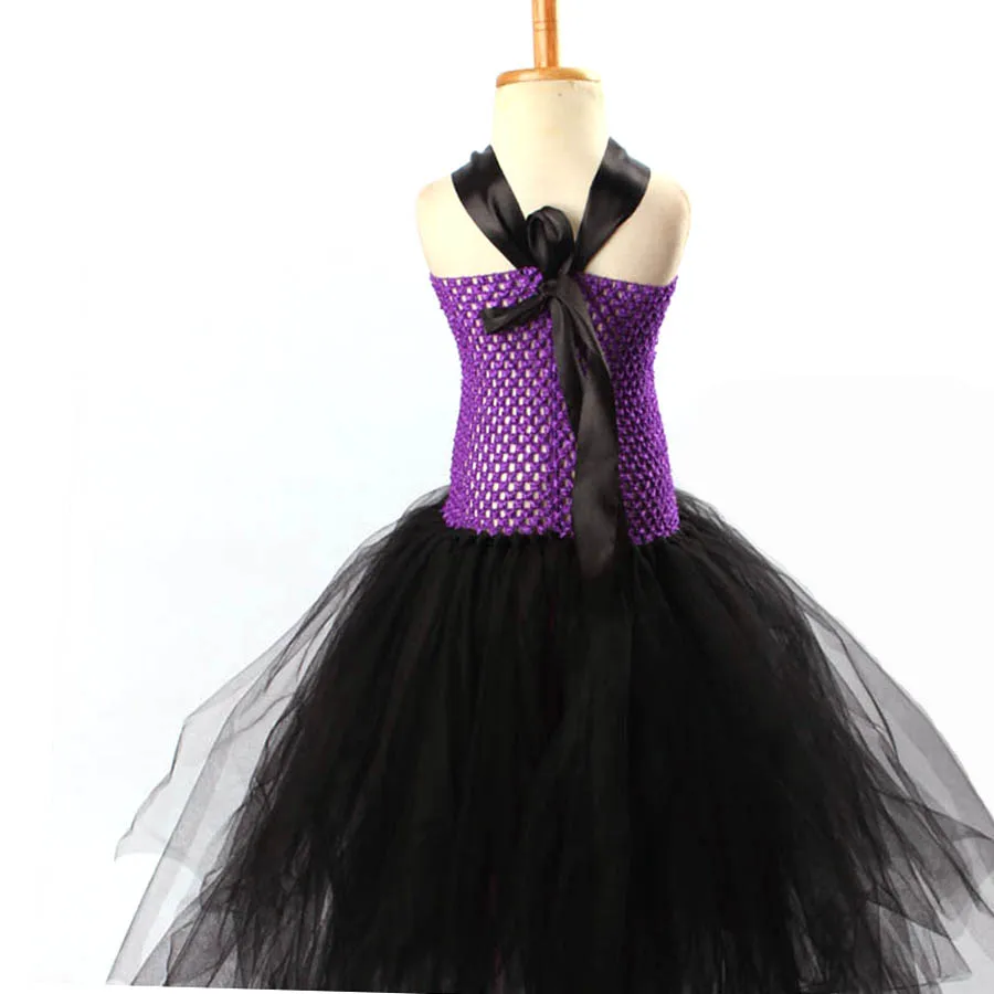 Black Purple Girls Tutu Dress Little Witch Halloween Costume Kids Party Carnival Cosplay Dress Girls Photo Props (9)