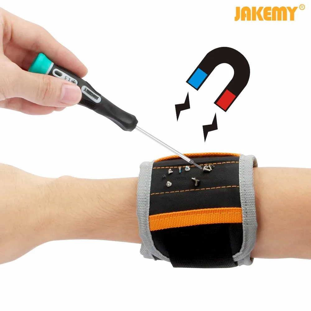 

JAKEMY Aloft Work Magnetic Tool Wrist Band Multifunction Household Hand Tool Bracelet Wrist Belt for Nails Screws Scissors