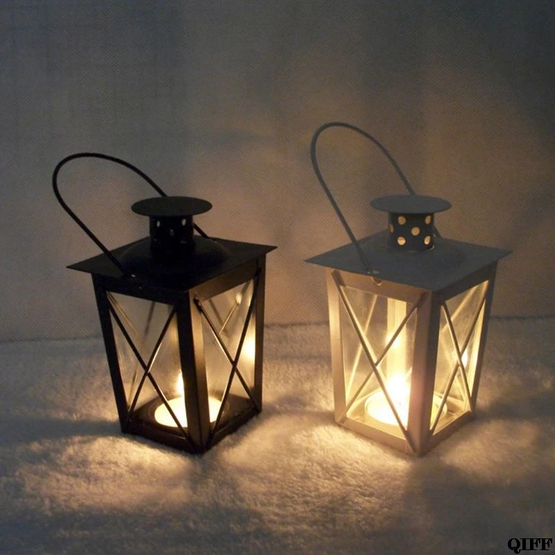 Black/White Romantic Romantic Candle Holder Retro Hanging Lantern Lamp Decor For Dinner Home Jun13