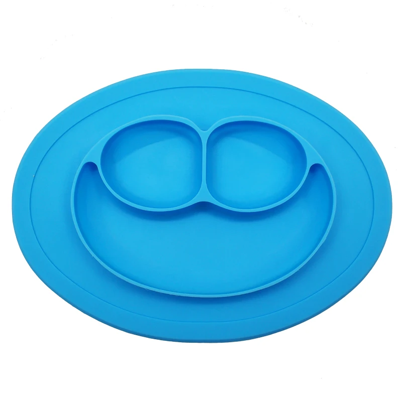 Baby Silicone Dining Plates Food Grade Toddle Dishes Cute Smile Face Lunch Tableware Children Fruit Tray Baby Kids Feeding Bowl