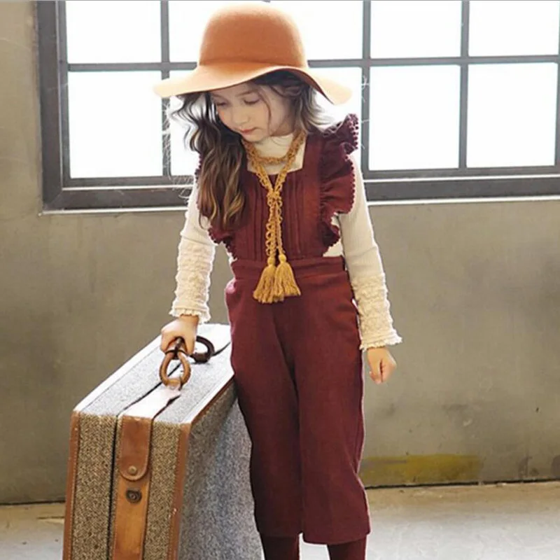 

Loose baby Overalls baby girls denim jeans Overalls kids children's clothing Toddler girl navy blue Spring/Autumn pants