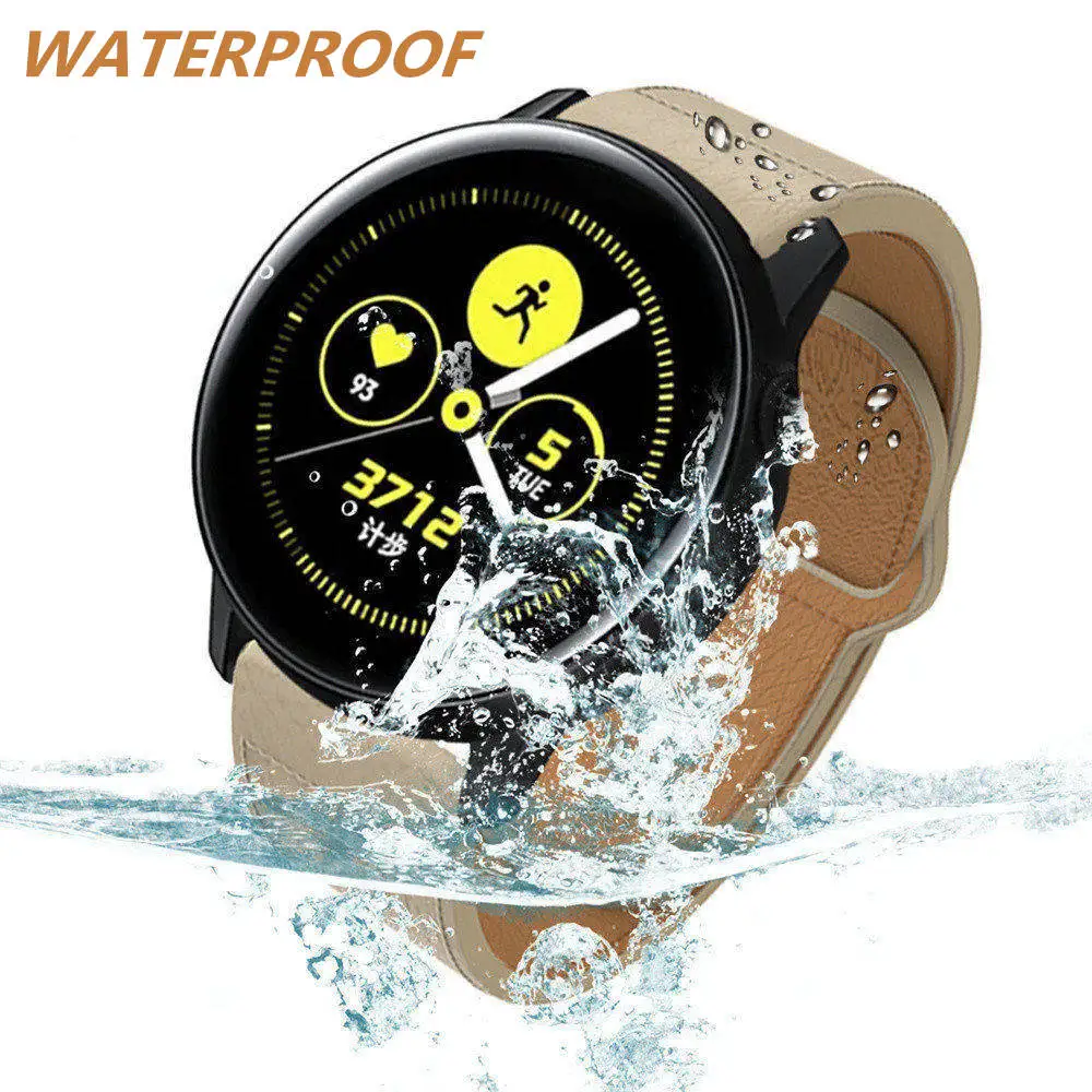 Ремешок кожаный для Samsung Galaxy Watch 3 41 мм/45 мм/42 мм/46 мм/Active 2 1/Gear S3 браслет HUAWEI GT 1 22 мм/20