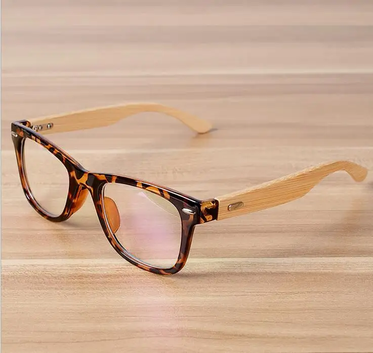 New Clear Lens Glasses Hand Polished Bamboo Temple Colorful Frame