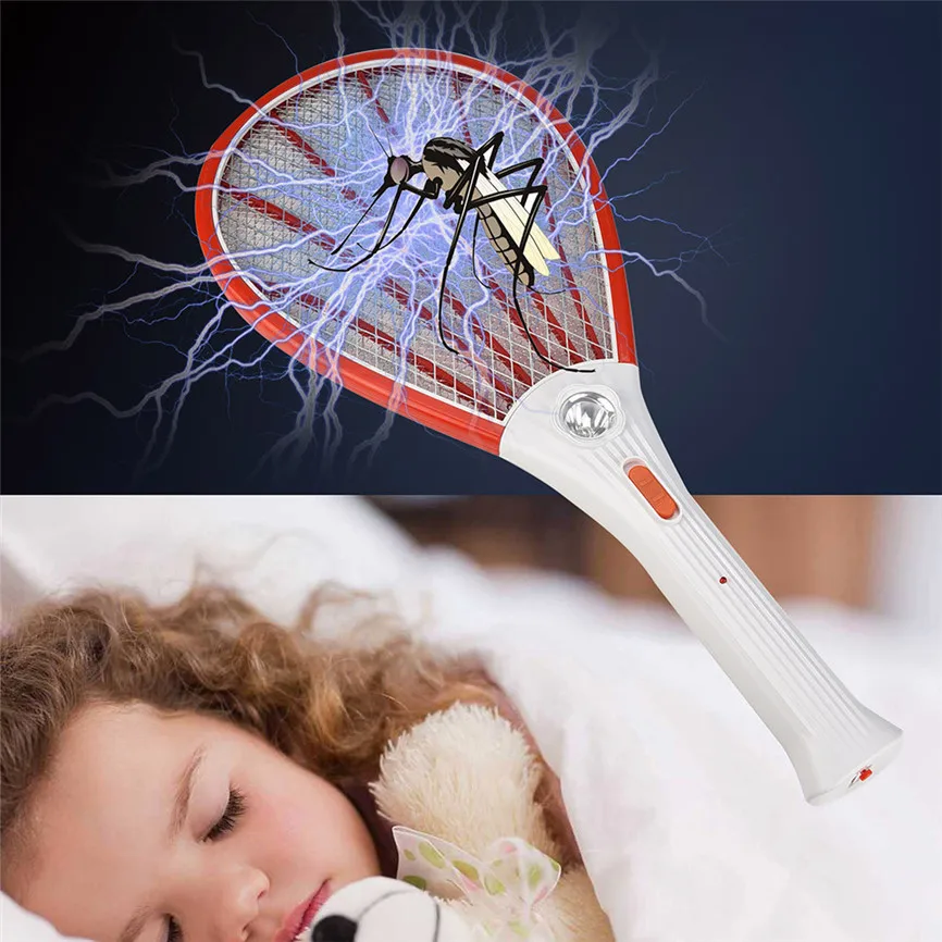 

Rechargeable LED Electric Fly Mosquito Swatter Bug Zapper Racket Insect Killer Home Sleep For Baby Dropshipping