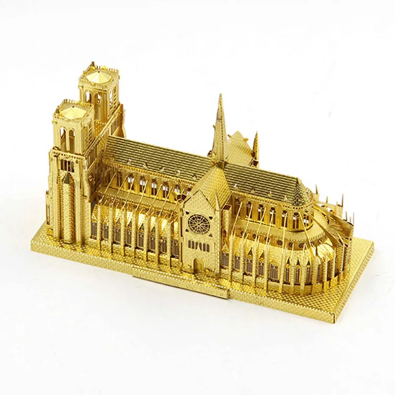 Notre Dame Three-dimensional mosaic metal model manual DIY Paris building kits assembly PUZZLE GIFT legoings