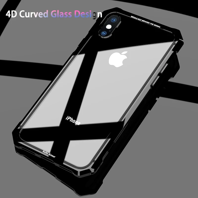 Для iPhone X 7 8 Plus чехол Черный Защитный авиационный Бампер металлический винт сотовый Чехол для телефона с прозрачной задней закаленным стеклом Cov