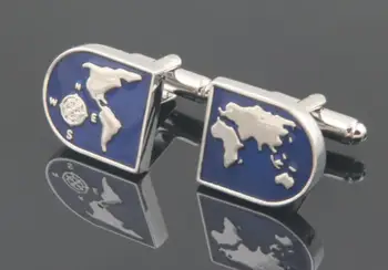

20pairs/lot Novelty World Map Cufflinks Blue Planet Cuff Links Copper Made Buttons Men Gift Fashion Jewelry Accessory Wholesale