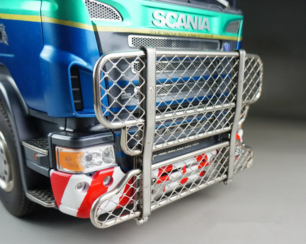 Пульт дистанционного управления грузовик прицепа автобуса scania спереди металлический бампер для tamiya по супер скидке 1:14 весы тракторный прицеп R620 56323 R730 грузовик