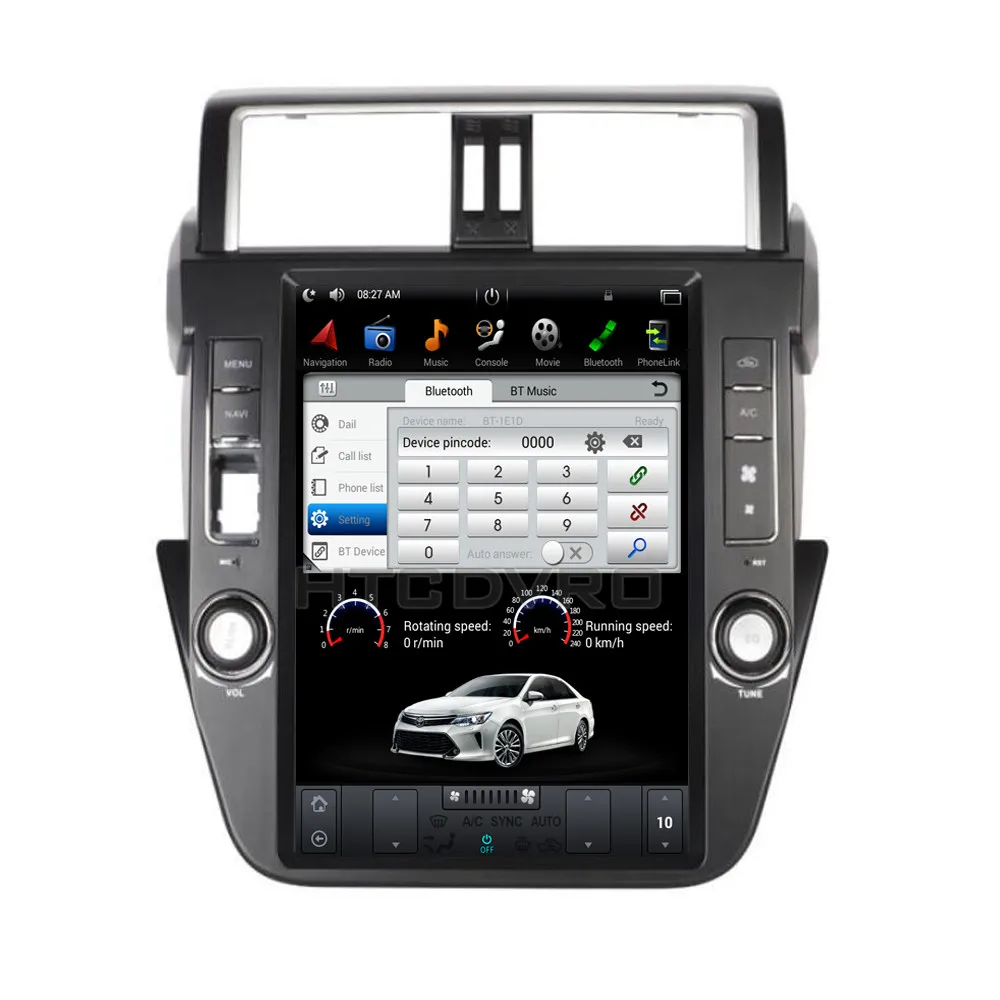 Perfect YMODVHT 12.1inch Telsa Vertical Screen Quad Core Android 7.1 2GB RAM Car DVD GPS for Toyota Prado/LC150/Prado150 2010-2013 2014- 21