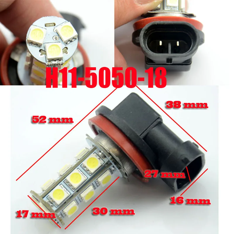 AutoEC H11 противотуманных фар Светодиодные лампы 18 SMD 5050 Автомобильные передние противотуманные фары свет фар Светодиодная лампа 12 V белого и синего цвета 30 шт./лот