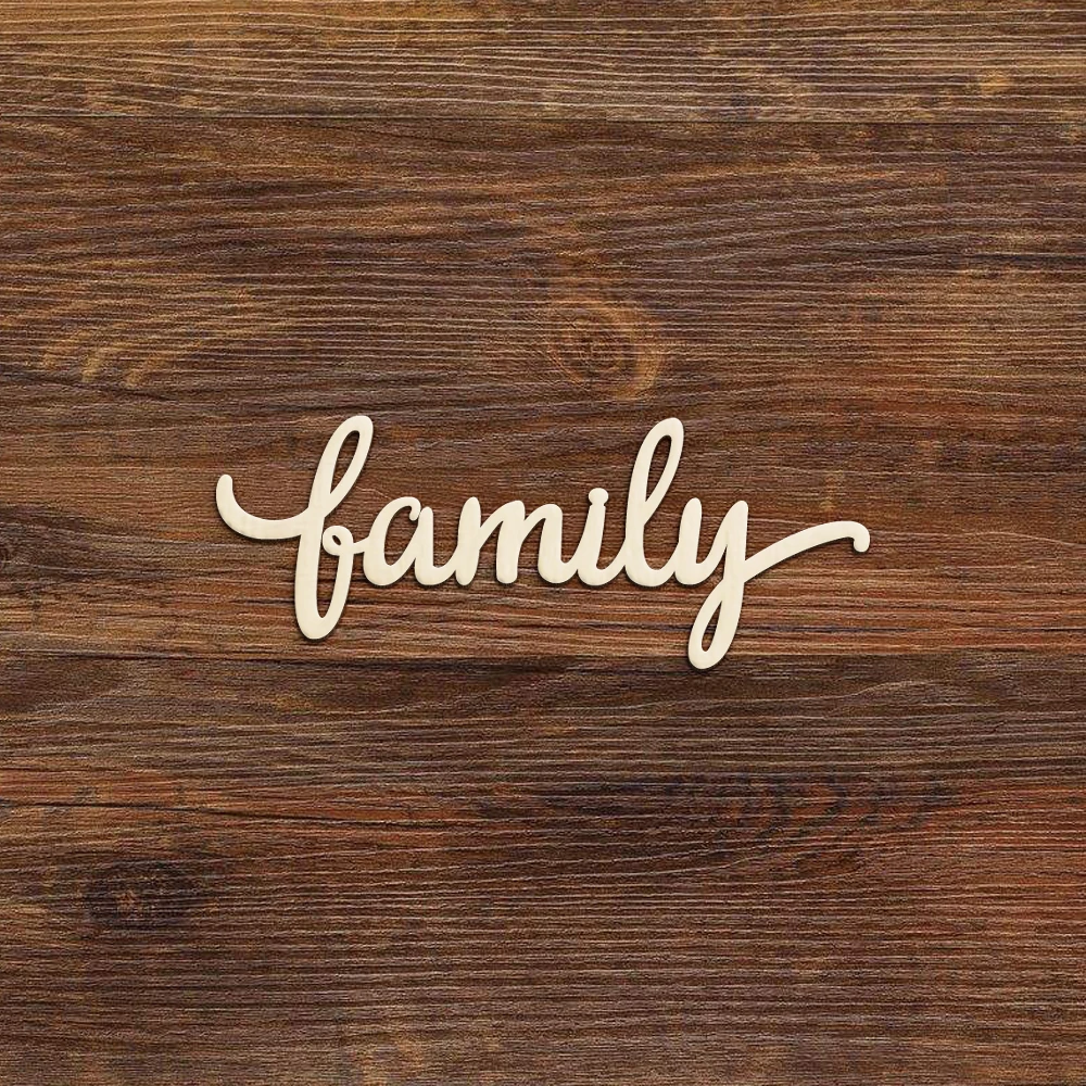 

10pcs Wooden Family Words Script Shapes Cut Out Art Projects DIY Craft Decoration Gift Decoupage Laser Cut Family Sign
