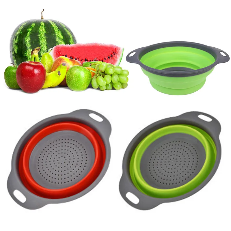 Buy 2pcs Foldable Kitchen Silicone Basket Bucket