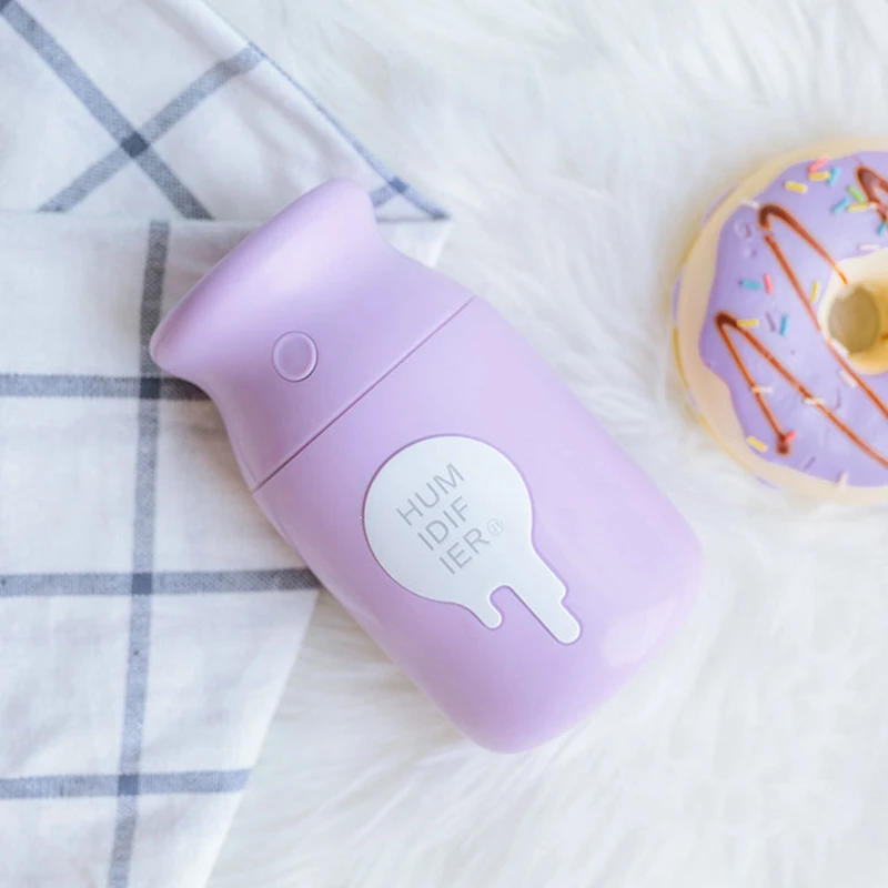 

Usb Charging Mini Milk Bottle Humidifier Mist Generator Portable Mini Air Humidifier For Car Nebulizing Diffuser Three Colors