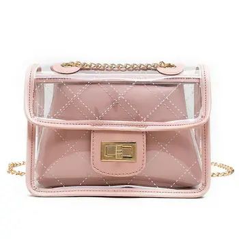 

Fashion 2pcs women's shoulder bag transparent jelly Messenger bag handbag + clutch