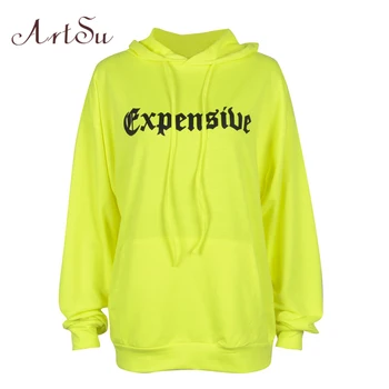 

ArtSu Winter Pullover Sweatshirts Womens Long Hoodie Oversize Long Sleeve Hooded Sweatshirt Green Sudaderas Mujer ASHO20321