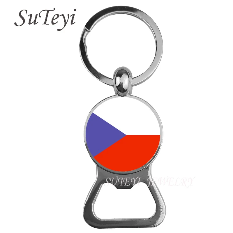 

Charming Beer bottle openerKeychain Czech / Croatian / Latvian Flag Men Car Key Ring Jewellery Cabochon Women Handbag Key Chain