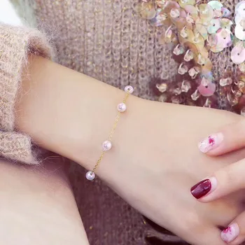 

WKOUD Fine Jewelry 18K Gold Natural Japan Akoya Pearl Bracelet 3-4mm Round 2019 New Launch