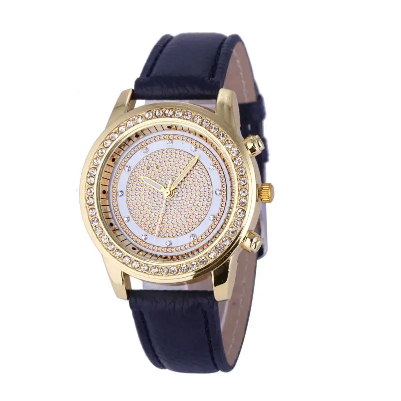 

Women Luxury Crystal Gold Watches Women Fashion Quartz Wristwatch Fashion Leather Analog Stainless Steel Quartz Wrist Watch