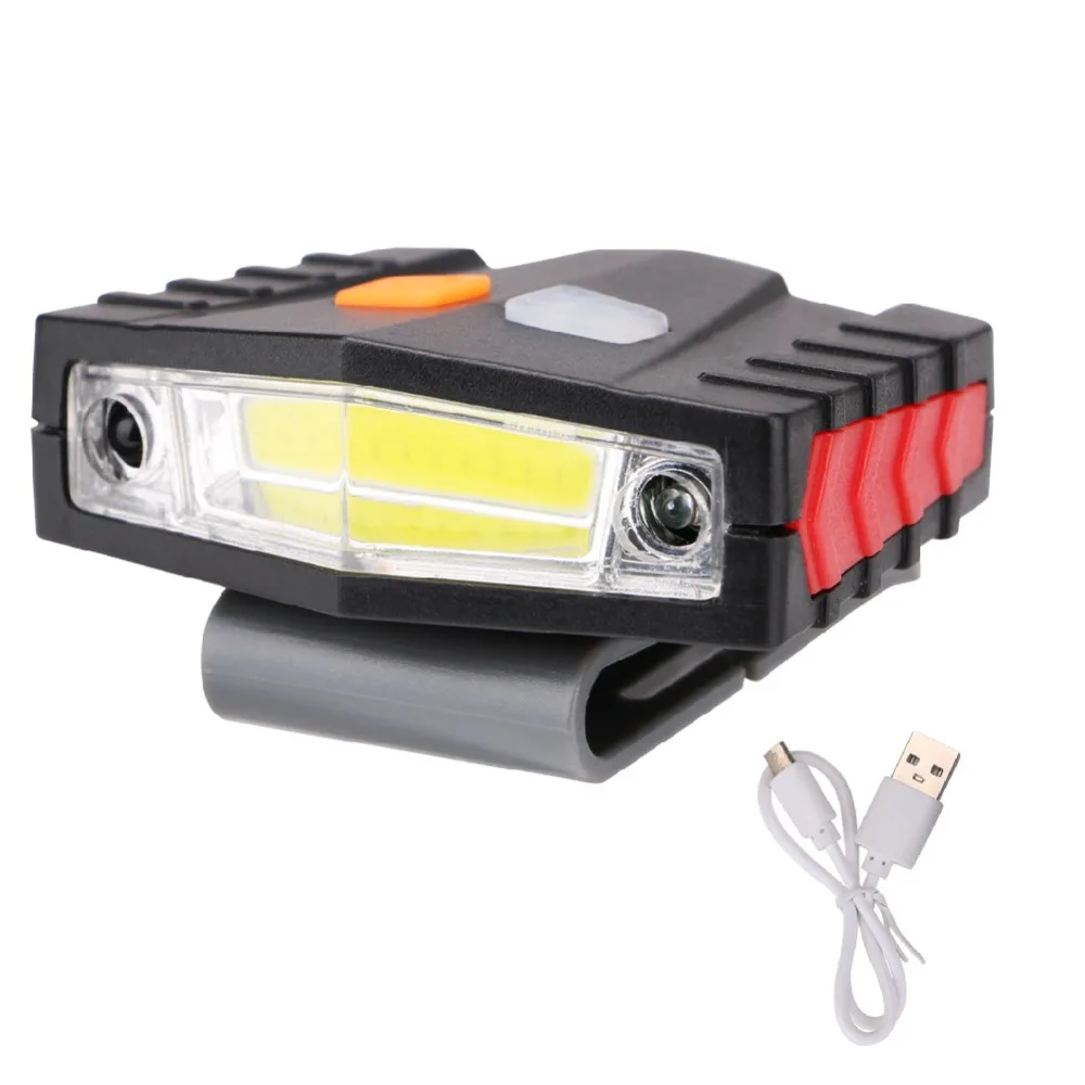 

2 in 1 COB LED Clip On Cap Lamp Headlamp USB Charging Flashlight Motion Sensor Cap Hat Lamps Camping Headlight with Head Straps