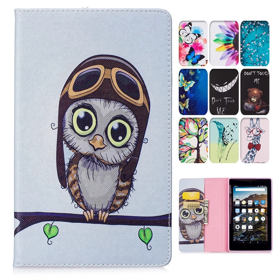 

for Amazon Kindle Paperwhite 1 2 3 Case Tablet Flip Cover Wallet Fold Stand Leather Capa Auto Sleep Funda Cartoon Owl Butterfly