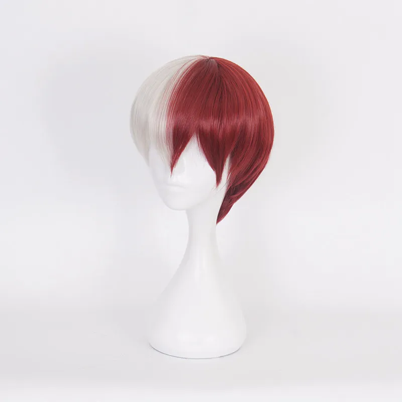 High Quality My Hero Academia Boku no Hiro Akademia Shoto Todoroki Shouto Wigs Silver White And Red Cosplay Wig+ Wig Cap