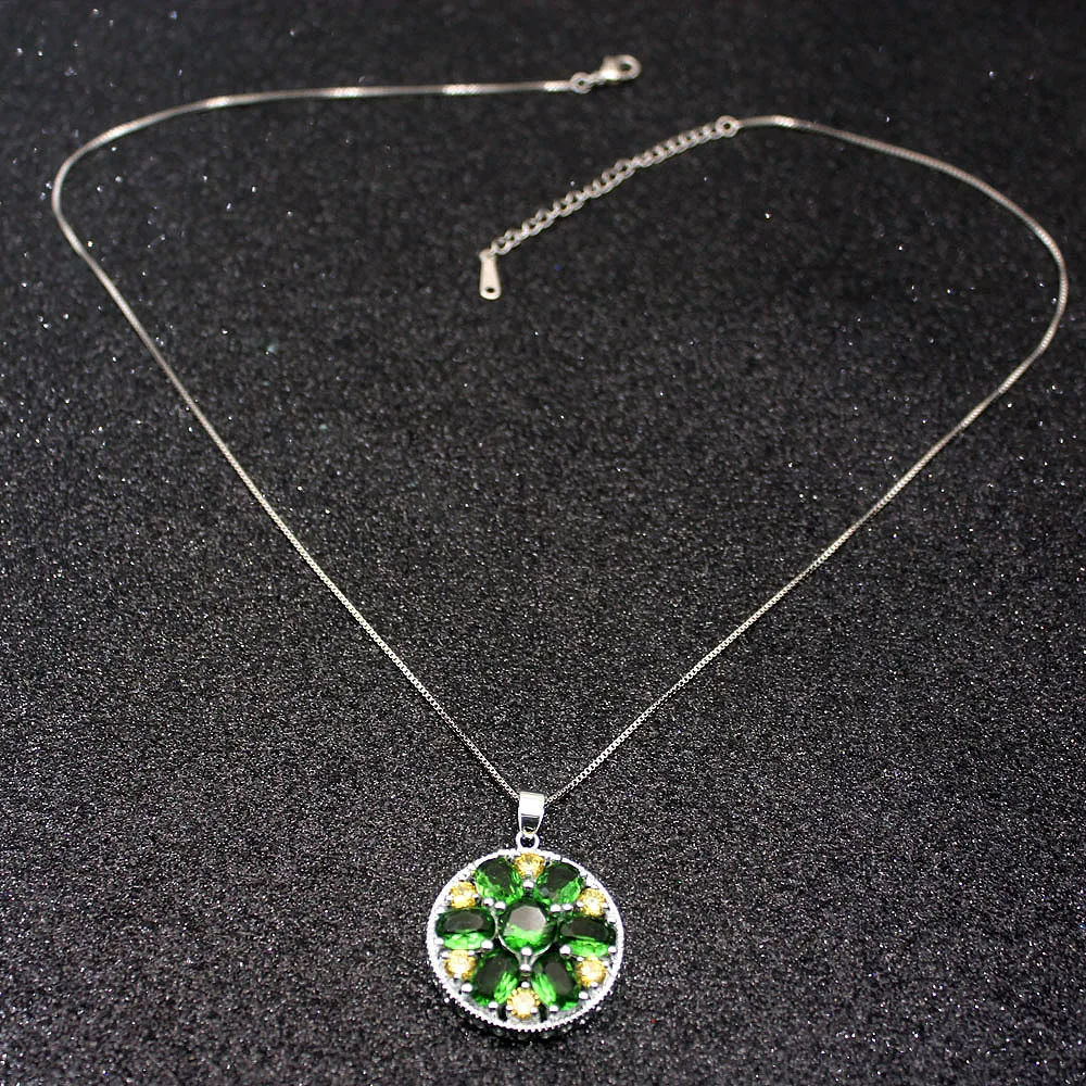 Светящаяся желтая цитрина GreenTopaz 925 стерлингового серебра Подвески серебряного