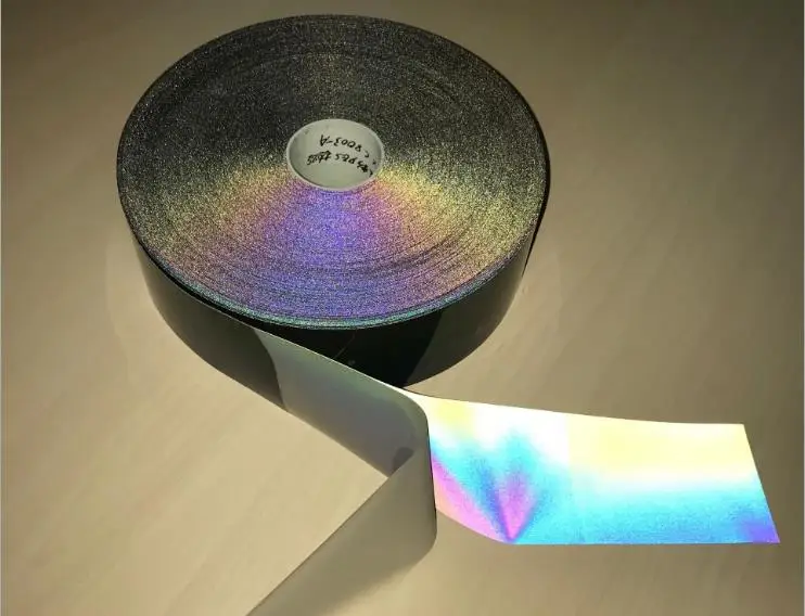 

100M/Roll Reflective Belt Iridescence Colorful Strip Night Reflective Rainbow Effect Warning Tape Hot Ironed On the Clothing