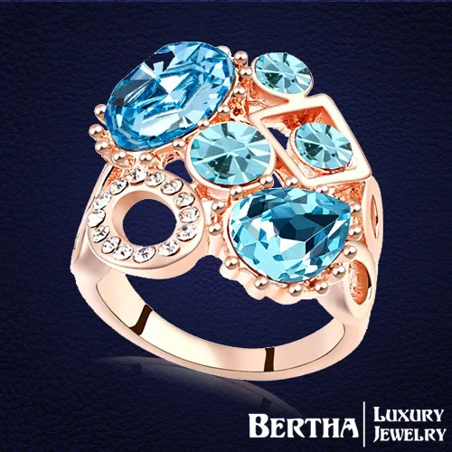 

Luxury Brand Jewelry Ring Crystals from Swarovski For Women Wedding Rings Top Quality Joyas Gold Color Christmas