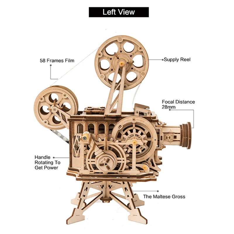 ROKR Vitascope 3D деревянные головоломки ручной классический фильм проектор с Чаплина современное время модель игрушки для детей взрослых LK601