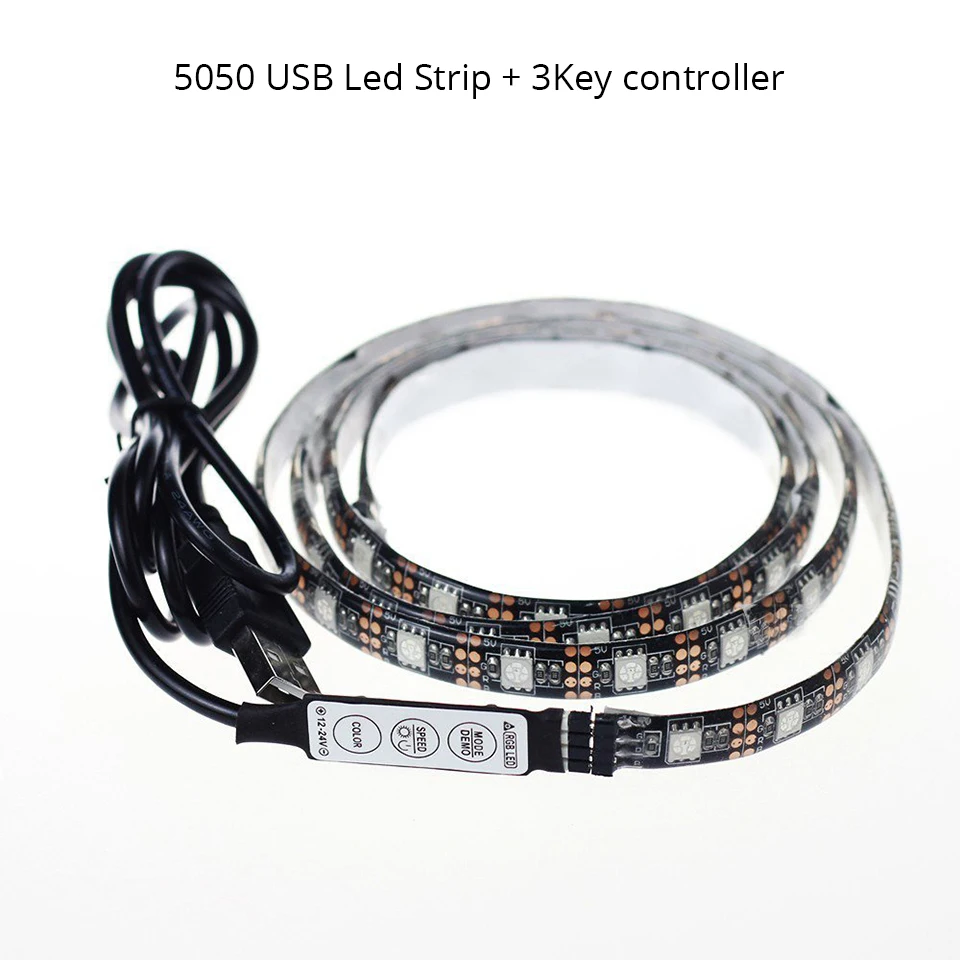 GUXEN DC5V Светодиодная лента USB разъем SMD 5050 60led/M RGB без мерцания полоса освещения для