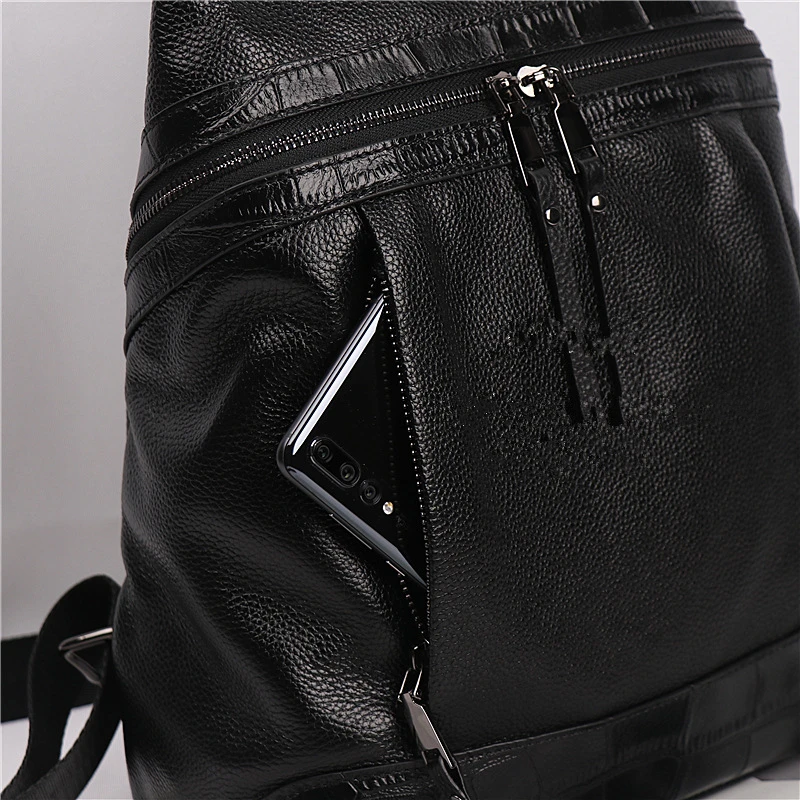 F-FPY черный Цвет 100% натуральная кожа Повседневное Для женщин рюкзаки для девочек-подростков школьная сумка женская Повседневное