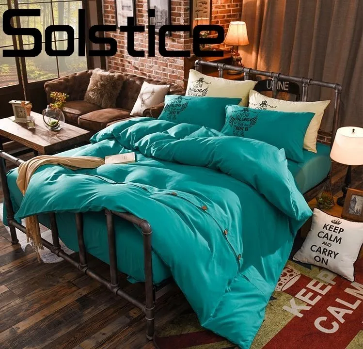 

Solstice Home Textile 2018 sleek minimalist solid color letter button aloe cotton bedding sheets quilt cover pillowcase
