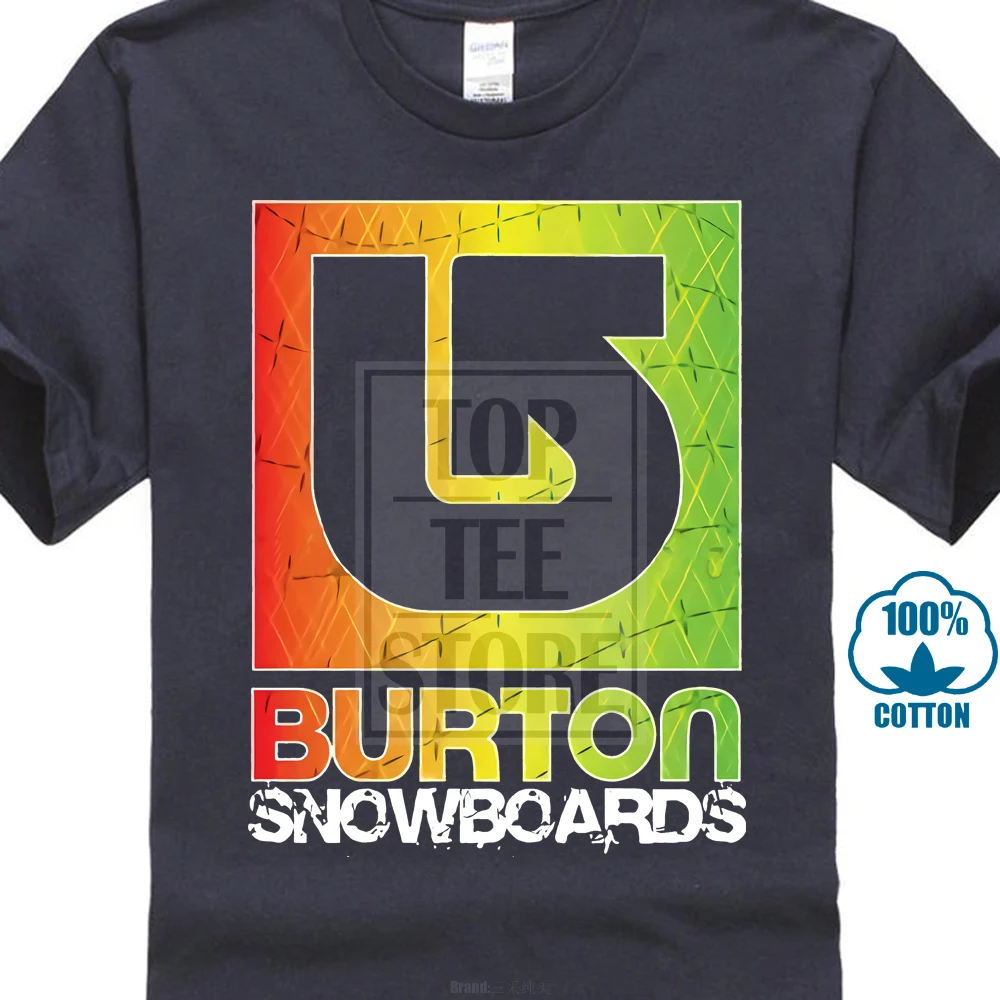 Черная футболка с логотипом Burton Snowboards, Мужская футболка с коротким рукавом и круглым вырезом - Цвет: Тёмно-синий