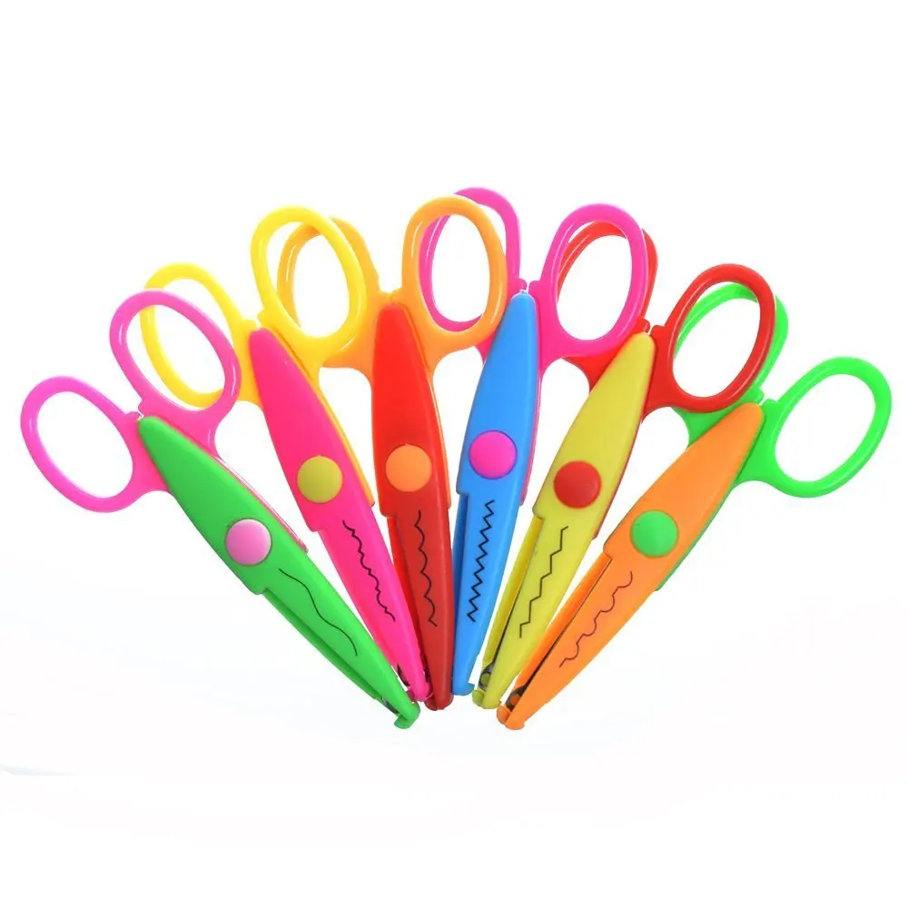 

6pcs Assorted Colors Kids Smart Paper Edger Scissors for Teachers Students Crafts Scrapbooking, DIY Photos, Album, Decorative