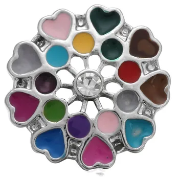 

10pcs/lot New Snap Jewelry Colorful Flower Button Charms Fit 18mm DIY Snap Bracelets & Bangles For Women ZA1013