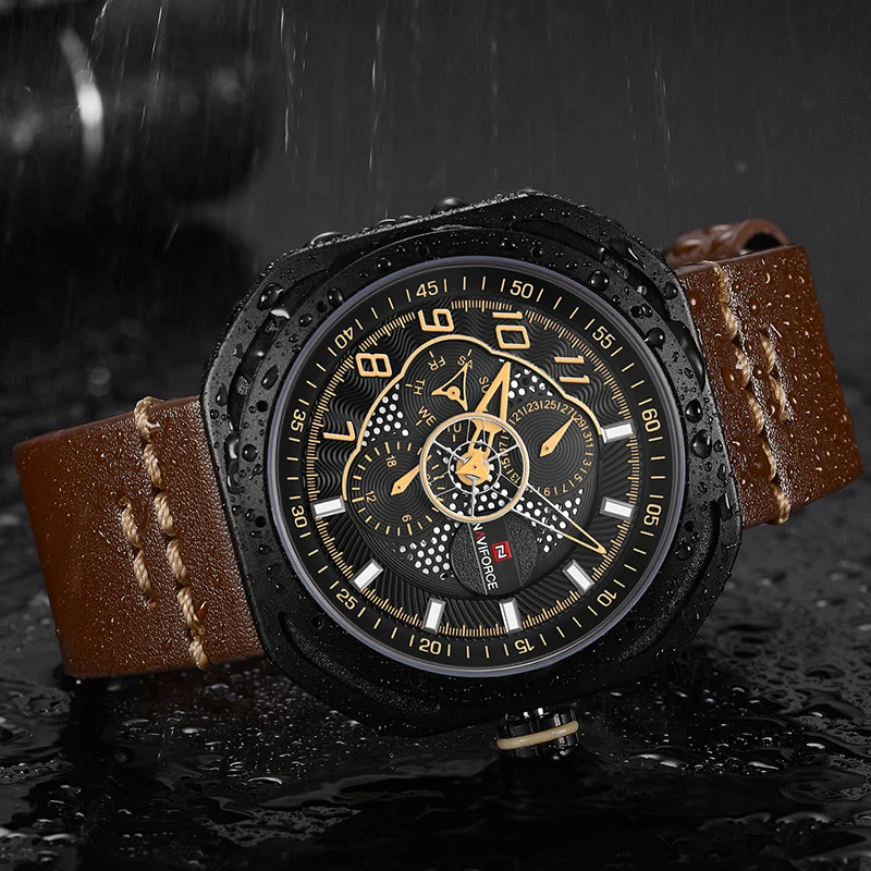 NAVIFORCE Модные мужские s часы лучший бренд класса люкс с датой кварцевые кожаные