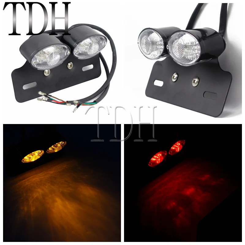 

License Plate Mount Holder Tail Light Rear LED Tail Brake Turn Signal Light with Bracket for Harley Touring Cruiser Custom