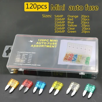 

Flexsteel 120pcs/set Auto Automotive Car Truck Mini Blade Fuse Box Assortment 5A 10A 15A 20A 25A 30A for Automotive Boat