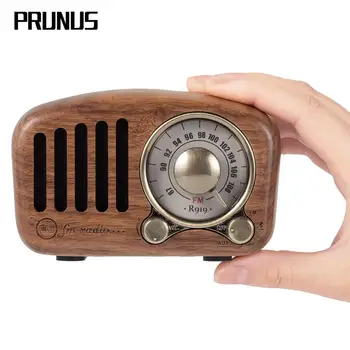 

PRUNUS J-919 Classical retro radio receiver portable mini Wood FM SD MP3 Radio stereo Bluetooth Speaker AUX USB Rechargeable