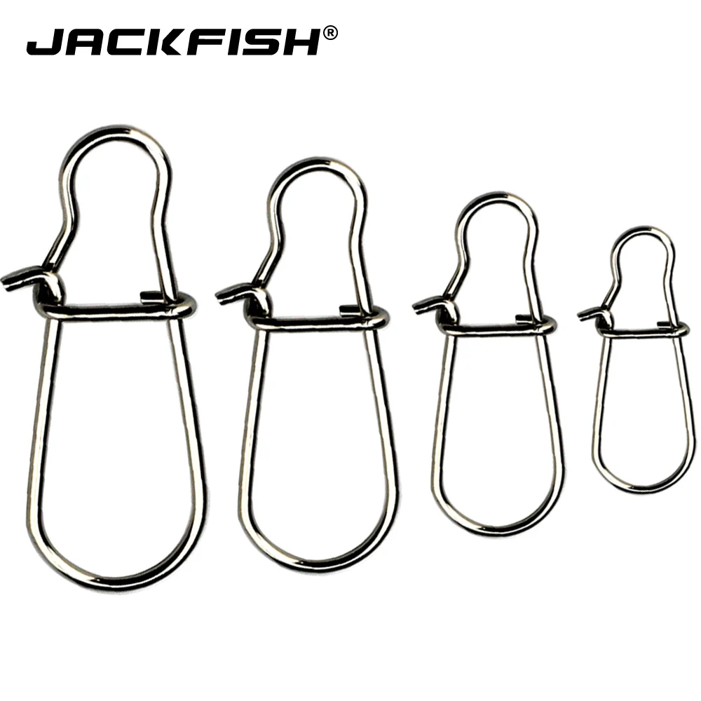 JACKFISH الصيد الاكسسوارات 100 قطعة/الوحدة #000-#4 الفولاذ المقاوم للصدأ المتداول برميل دوار السلامة Snap Rings الصلبة معالجة