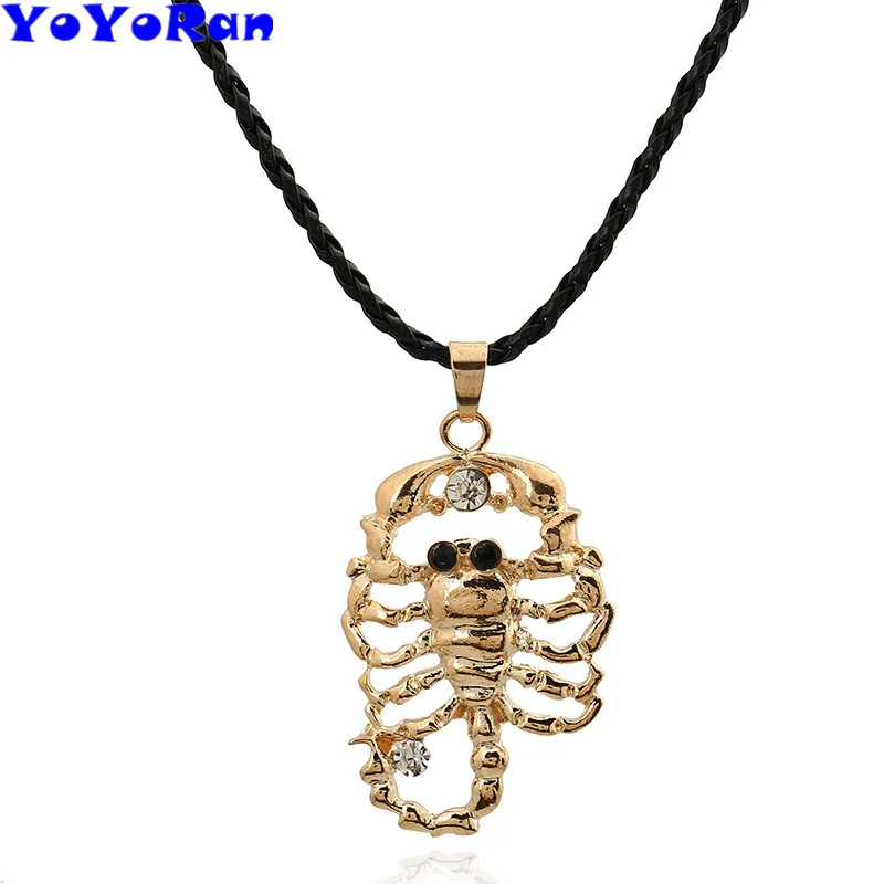 YoYoRan fashion 12pcs/lot gold alloy rhinestone scorpion pendant