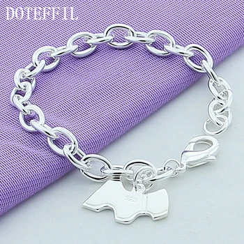 

DOTEFFIL 925 Sterling Silver Dog Tag Pendant Bracelet For Woman Charm Wedding Engagement Fashion Party Jewelry