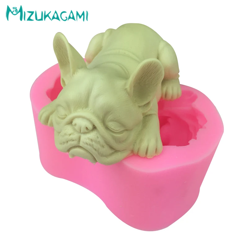 

3D Cute French Bulldog Mold Fondant Silicone Mold Mousse Ice Cream Mold Kitchen Baking Tools Cake Decorating Mold MJ-01349