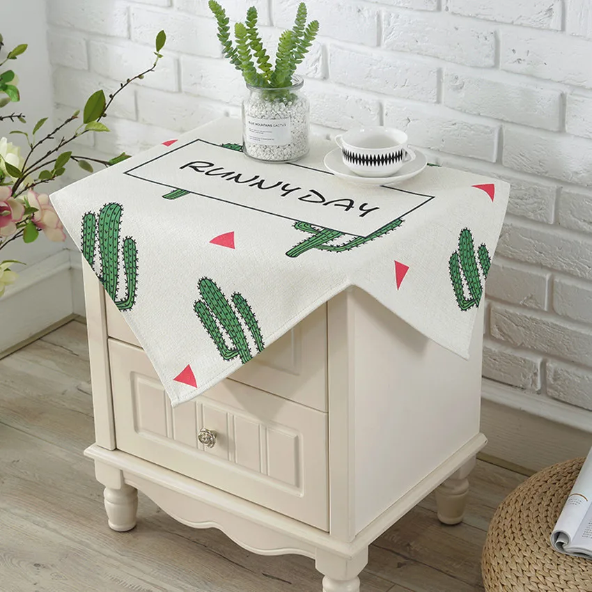

65*65cm Printed Dust Cover Durable Microwave Oven Bedside Table Cabinet Dust-proof Cover Towel Household Organizer