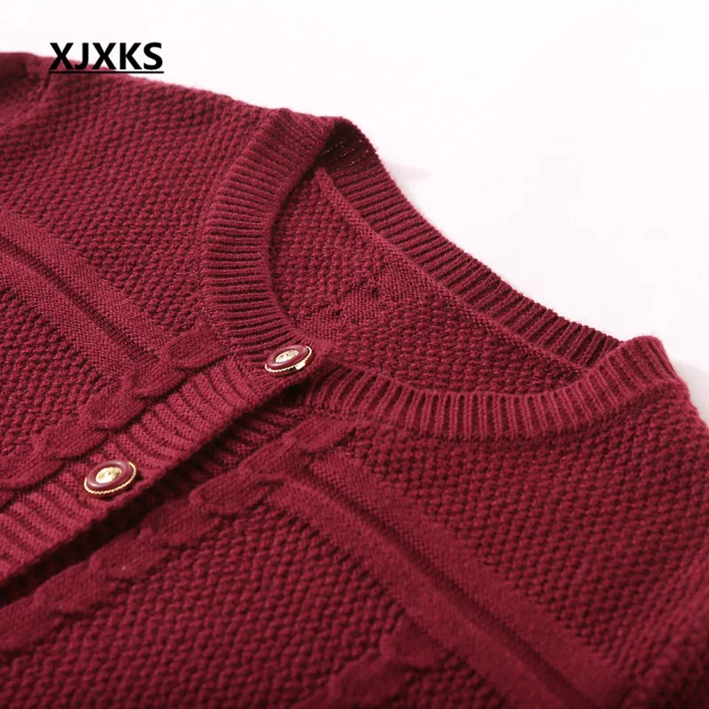 XJXKS Весна и Осень женский вязаный кашемировый кардиган свитер свободный большой размер Модный однобортный женский кардиган