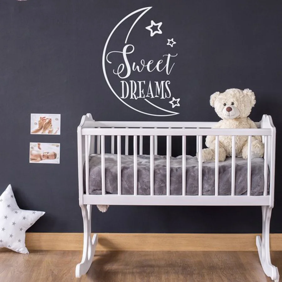 Sweet Dreams Wall детская переводка для детской Декор луна и звезды домашнего Спальня DecorWall виниловые наклейки для детской комнаты C60