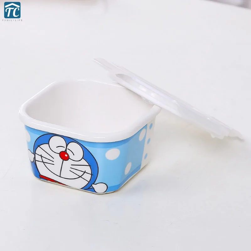 

Cute Square Lunch Box Portable Cartoon Kid Soup Bowl Sealed Food Microwave Oven Buckle Cover Bento Container Storage Children