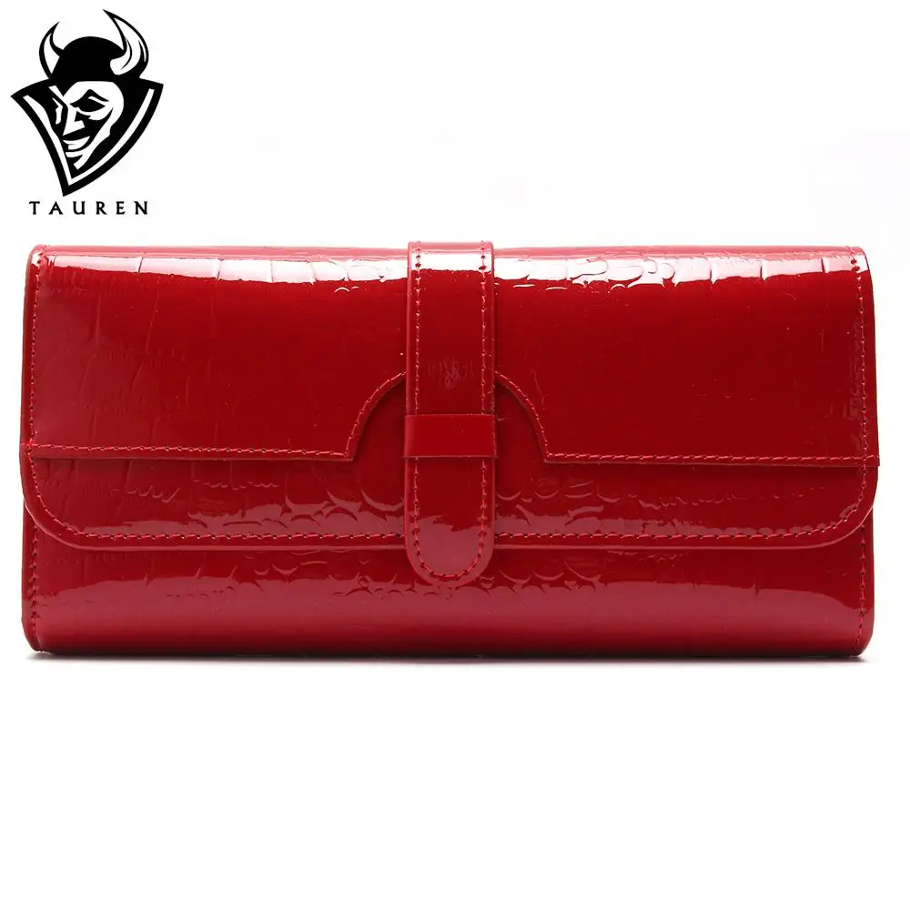  6 Colors Snake Print Women's Candy Fashion Long Purse Three Fold Patent Leather Design Wallets 