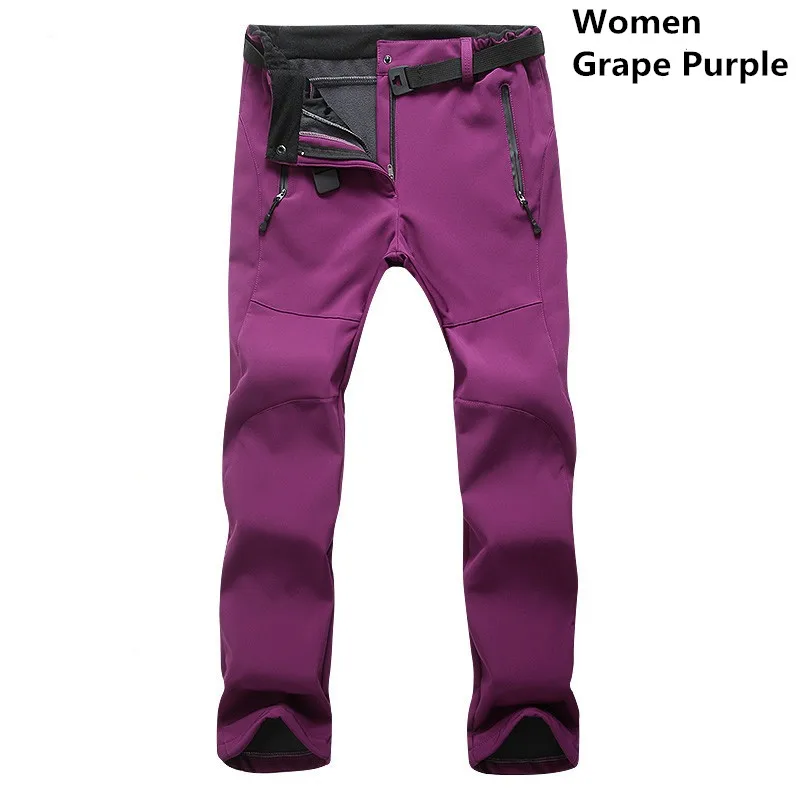 Женские повседневные Стрейчевые штаны, Зимние флисовые толстые теплые ветрозащитные водонепроницаемые камуфляжные флисовые брюки, тактические штаны - Цвет: Grape purple